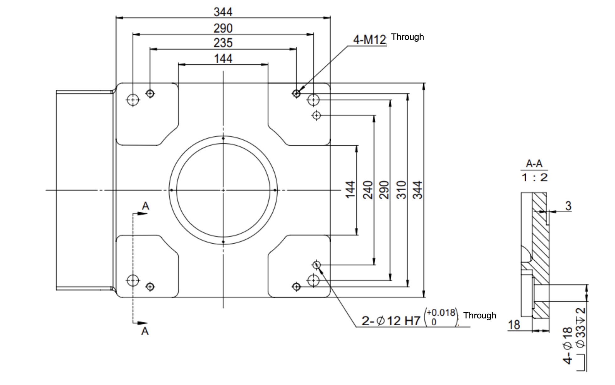 ER8-1450-HW Kích thước lắp đặt